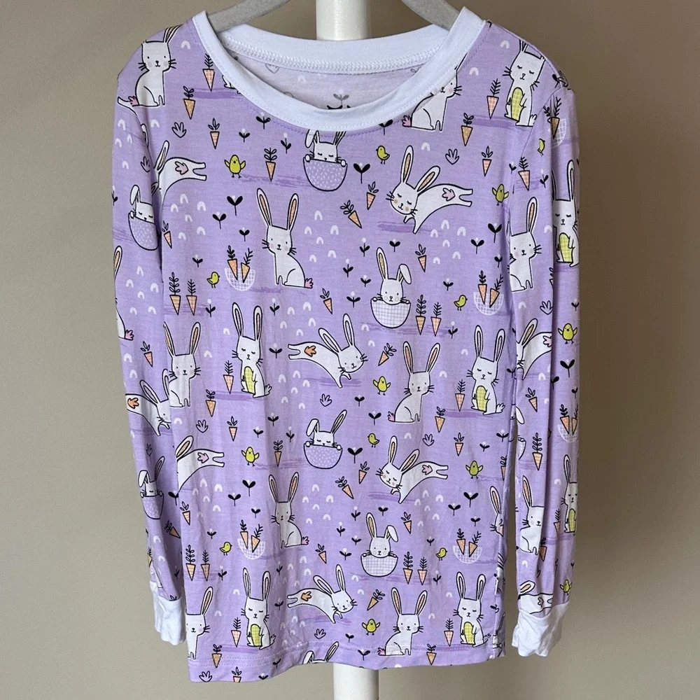 Little Sleepies Lavender Bunnies Long Sleeve Easter Pajamas 4T - Picture 2 of 15